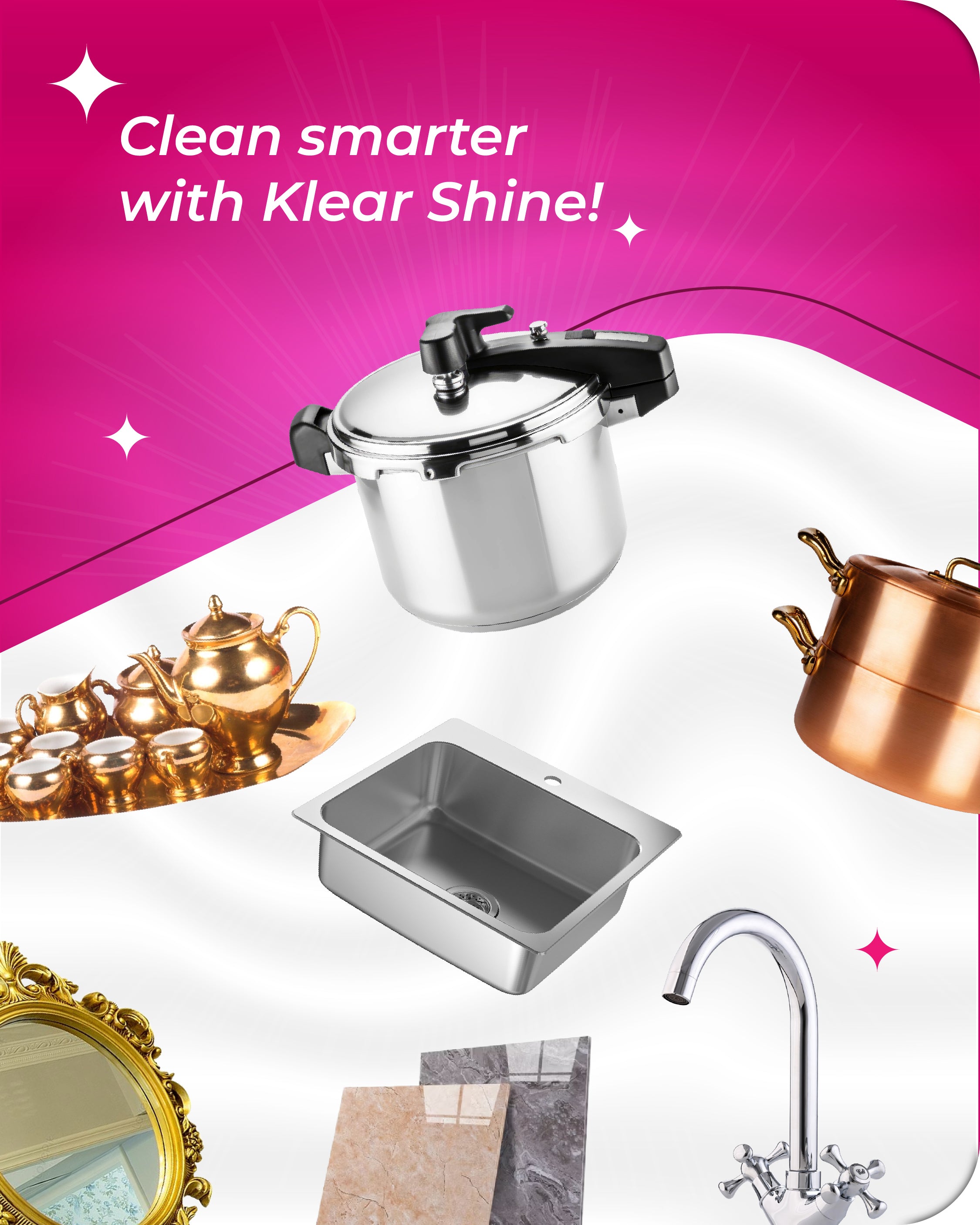 Klear Shine Magic Cleaner All purpose cleaner for Kitchen ware, Copper, Stainless Steel, Brass Shine Powder for Puja Utensils(Pack of 2)